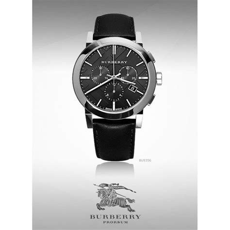 burberry chronograph leather strap watch bu9356 black|Burberry The City Watch .